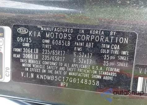 2016 Kia Sedona Lx from USA, damaged, VIN KNDMB5C17G6148358